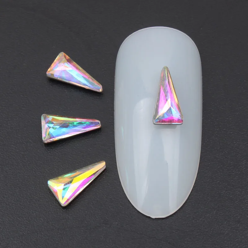 Nail Art Стразы Sharp треугольная форма 4x8 мм 30 шт./100 шт. AB цвет ful стекло пламя для 3D