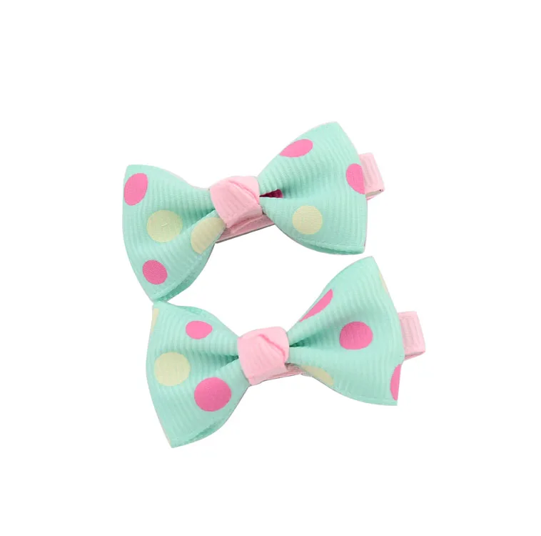 Милые заколки для волос в горошек с бантом 2 шт./лот цветами клетку аксессуары