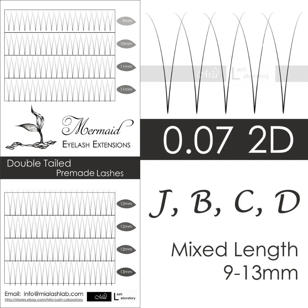 [2D 0 07 J/B/C/D 8 15 мм] Mermaid 2D готовые ресницы полупостоянная ресница для
