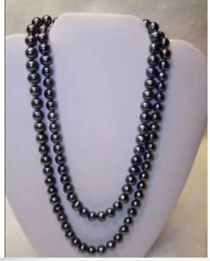 Потрясающее ожерелье из таитянского круглого черного жемчуга 9-10 мм 36 дюймов 50 |