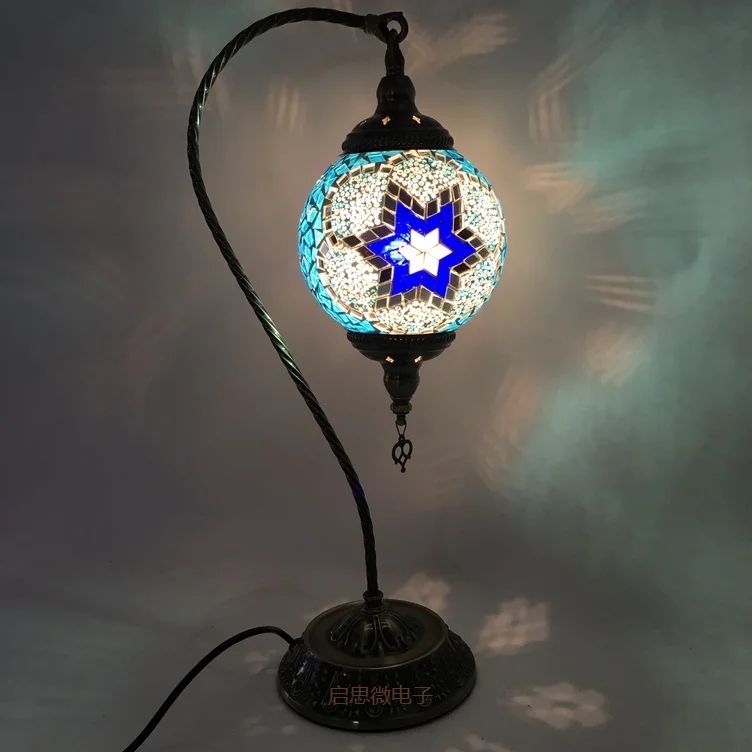 

16cm Ball Turkish mosaic table Lamp vintage art deco Handcrafted lamparas de mesa Glass romantic bed light lamparas con mosaicos