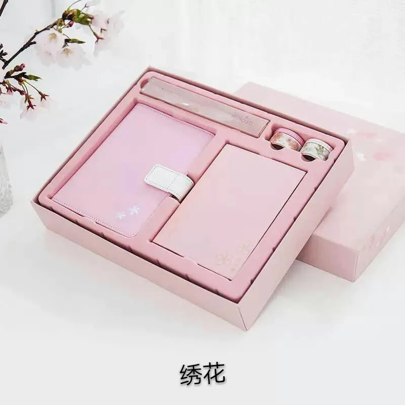 Sakura серии Hardcover ежемесячный планер подарочный набор Премиум молочный ноутбук из