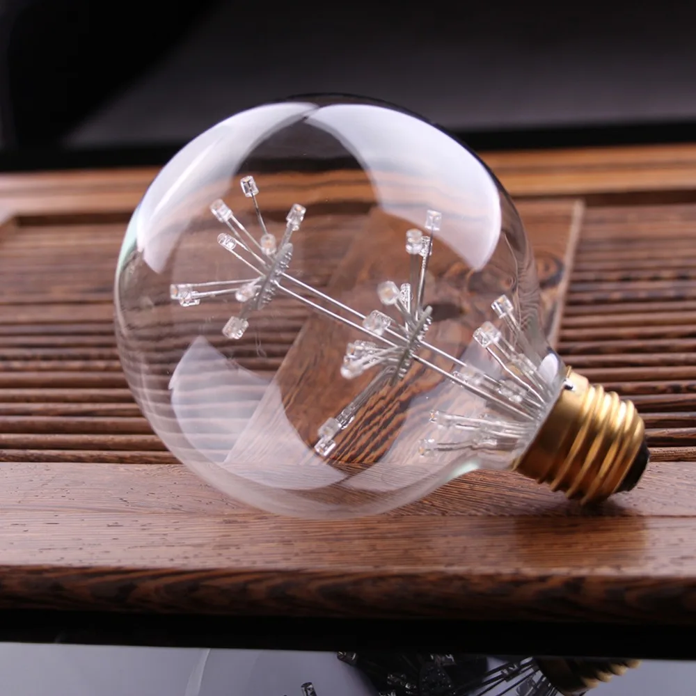 Comprar Bombilla Retro De Ahorro De Energía, 3W, G95, Esfera Bombilla LED, Fuegos Artificiales, Estrellada, Radial, Muy Cálidas, Lámpara Decorativa De 2200K