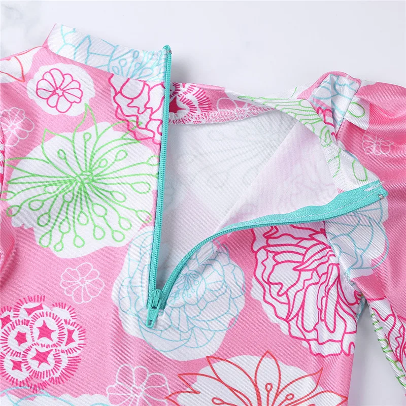 FEESHOW Baby One-piece Swimsuit Bathing Girls Clothes Dress Summer Long Sleeve Toddler Floral Printed Swimwear for | Мать и ребенок