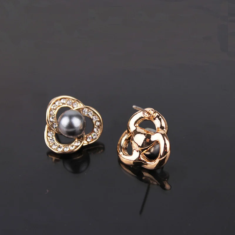 Новинка 2017 модное золото золочение серьги-цветок серьги-гвоздики с