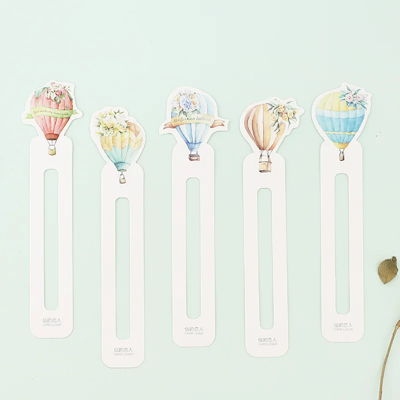 JUNHUI 30 Pcs/Box Cartoon Balloon Bookmark For Book Marker Love Confession Greeting Card Gift Box Stationery Office Supplies | Канцтовары