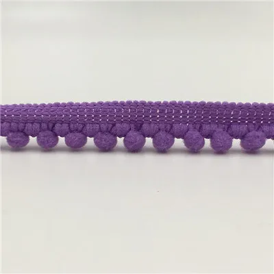 dark purple Помпон отделка шар 11 мм Мини жемчуг помпон лента с бахромой Швейные кружева трикотажная ткань ручной работы ремесло аксессуары 2 ярдов - Цвет: dark purple