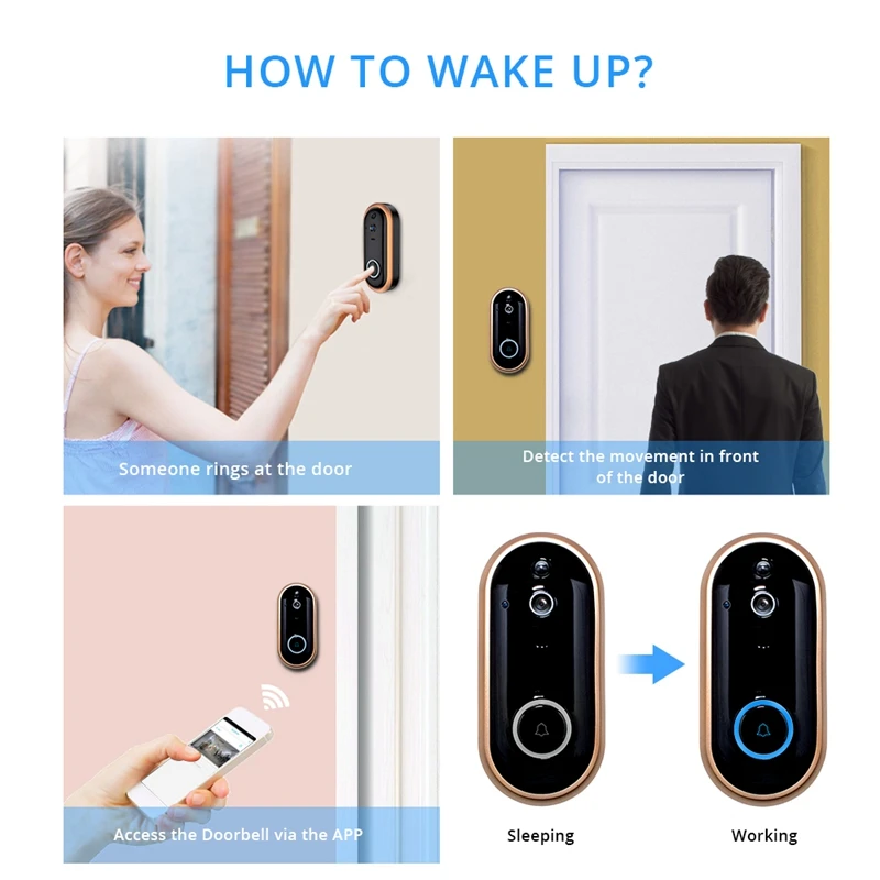 DEFEWAY дверной звонок Wi-Fi ip-камера ночного видения беспроволочный видео-дверной звонок камера с встроенный звуковой сигнал 2-Way Talk дверной Звонок
