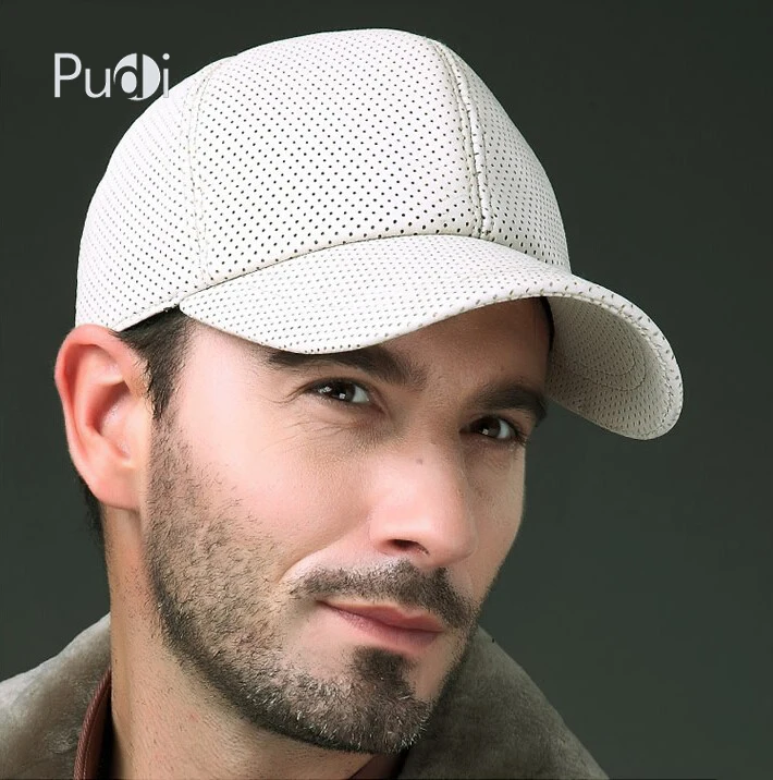 Pudi HL013 Men's Genuine Leather Baseball Cap hat 2020 brand new boys' real leather baseball caps hats black white brown color