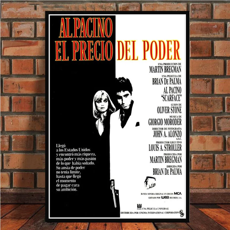 0008 AL PACINO SCARFACE Гангстерский фильм художественный постер Картина Настенная картина для домашнего декора плакаты и принты - Цвет: 0008