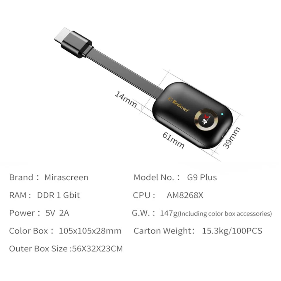 Mirascreen G9 Plus 2 4G 4K Wifi приемник 1080P HDMI-совместимый дисплей Dongle Miracast Airplay DLNA |