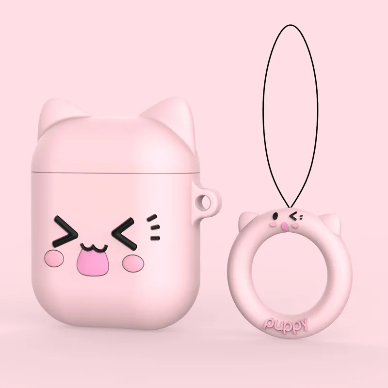Для Apple Airpods мягкий ударостойкий силиконовый чехол для AirPods утолщение милые наушники в форме кота для AirPods 2 защитный чехол - Цвет: L
