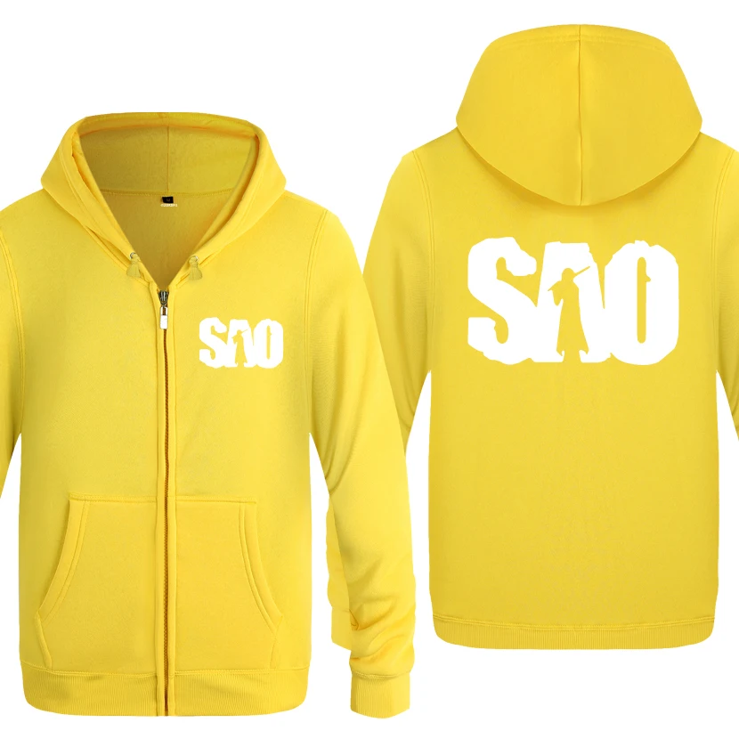 Sword Art Online SAO Anime Sweatshirts Men 2018 Mens Zipper Hooded Fleece Hoodies Cardigans | Мужская одежда