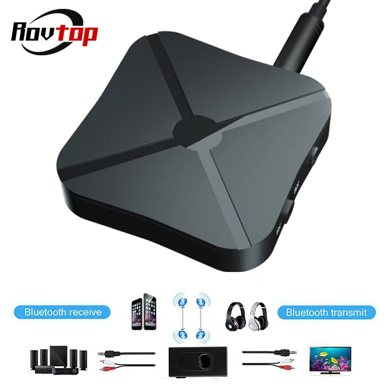 Rovtop 2 in 1 Bluetooth Receiver Transmitter Stereo Music Wireless Audio Adapter 3.5mm AUX For TV PC MP3 Z2 | Автомобили и