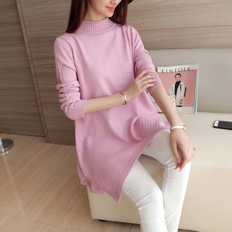 Ruffle Knitted Sweater Women Peplum Tops Autumn 2019 Fashion Slim Pullover Long Sleeve turtleneck Casual Sweaters And Pullovers | Женская