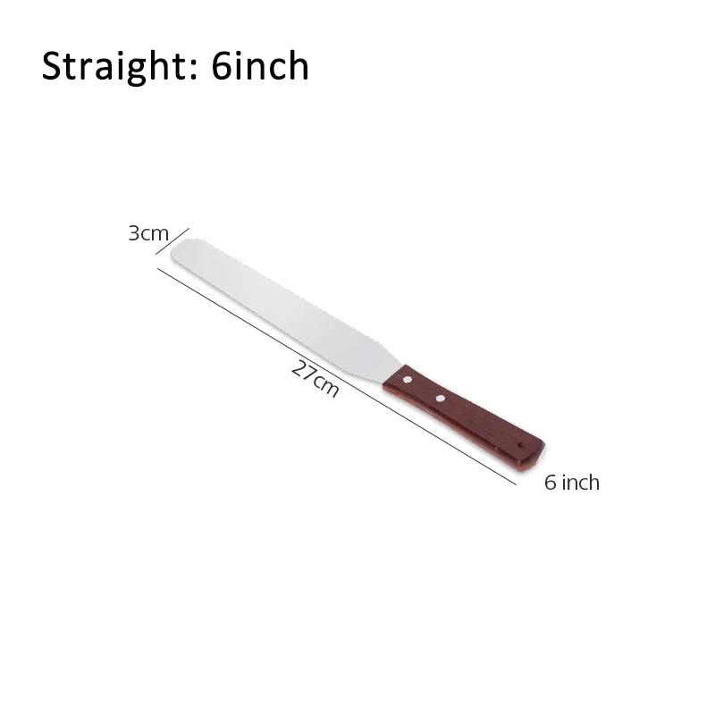 Straight 6 inch Anpro нержавеющая сталь Торт Глазурь шпатель масло крем глазурь нож с деревянной ручкой профессиональные Кондитерские украшения инструменты - Цвет: Straight 6 inch