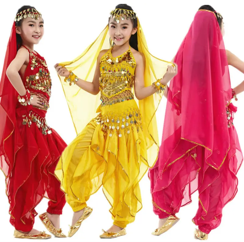

5pcs/set Belly Dancing Kids Belly Dance Costume Oriental Dance Costumes Girl Belly Dance Clothes Indian Costumes For Kids