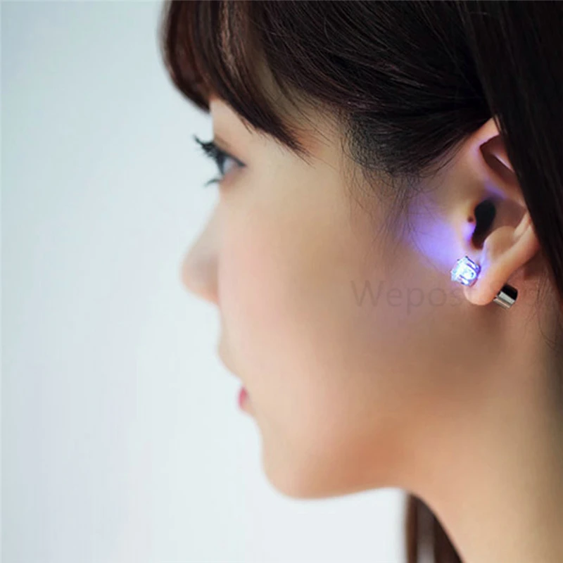 Светящиеся светодиодные серьги шпильки из нержавеющей стали 2 шт.|studs women|stud ledstud bar