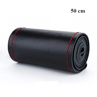 50 Red Thread DIY 42 45 47 50 см чехлы на руль мягкая кожаная оплетка на руль автомобиля с иглой и резьбой автомобильные аксессуары - Название цвета: 50 Red Thread