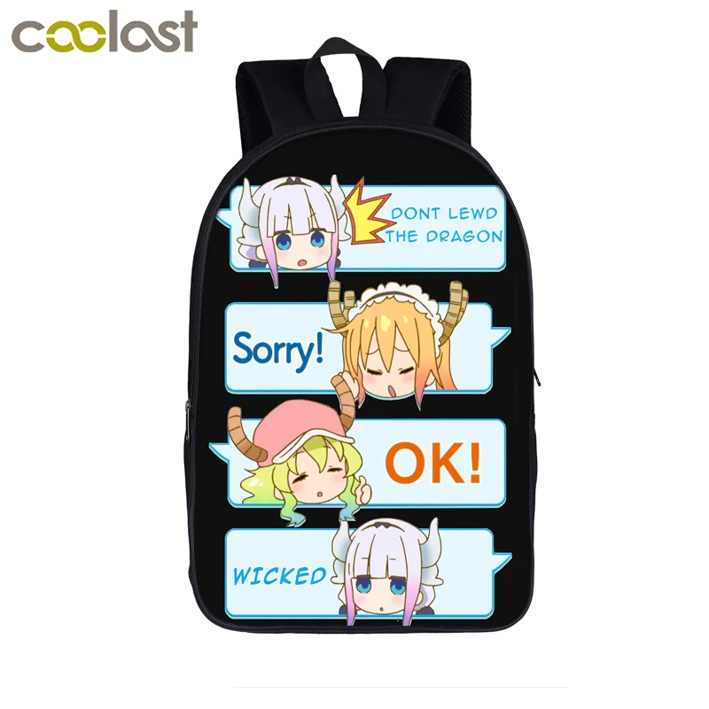 Аниме Miss Kobayashi's Dragon Maid рюкзак персонаж Kanna Kamui Tohru для мальчиков и девочек школьные сумки рюкзак для женщин и мужчин рюкзак