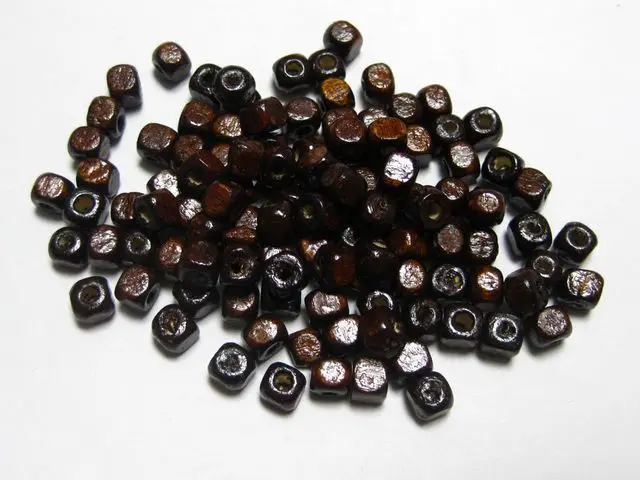 500 коричневый 5 мм кубические деревянные бусины ~ Деревянная фотография