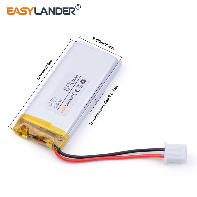 3 шт./лот XHR-2P 2 54 600 мАч 652040 7 в литий-ионный полимерный аккумулятор Bluetooth MP3