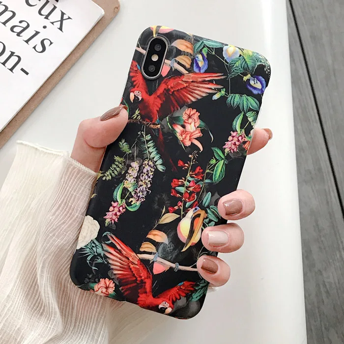 Чехол для телефона в стиле ретро с цветными цветами для iphone XR XS Max X 6 6S 7 8 Plus 11 11Pro Max Leaf матовый мягкий Художественный Цветочный чехол - Цвет: Style 3