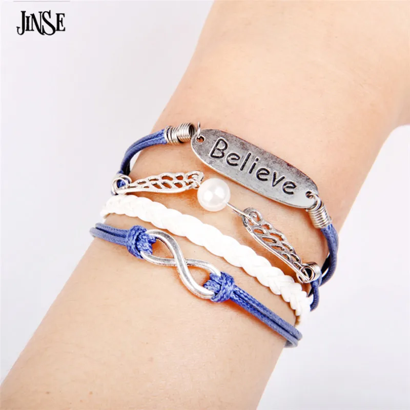 Браслет кожаный многослойный с крыльями ангела PSL254|leather bracelet|believe braceletbracelet bracelet |