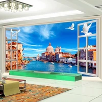 photo wallpaper 3d stereo window mediterranean scenery city building photo wall murals living room home decor wall paper for 3 d