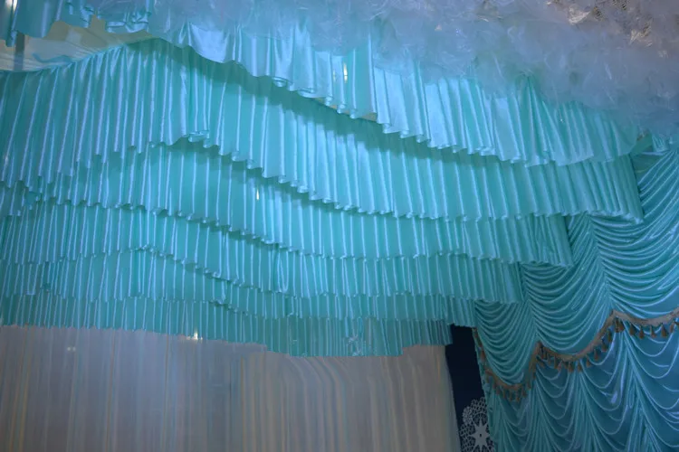 

Customized Upscale Wedding Stage Ceiling Decoration Yarn S-shaped Wave Design Genting Yarn Mantle Haning Ornament Free Shipping