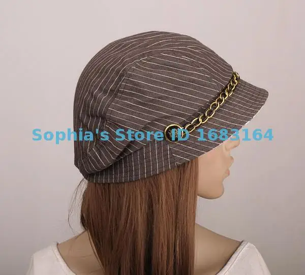 M254 коричневая модная полосатая хлопковая Солнцезащитная шляпа кепка с полями