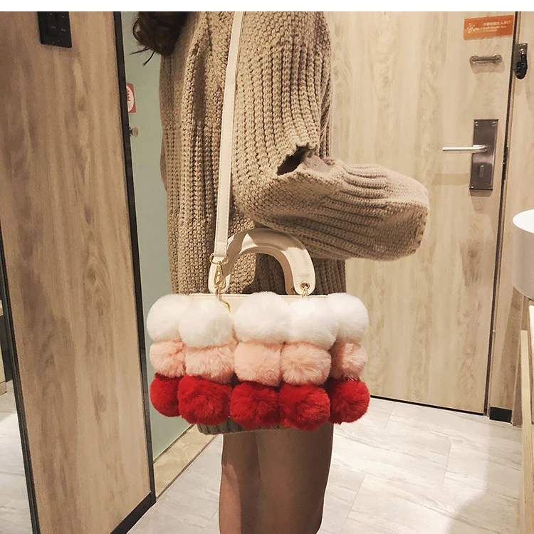 Новые зимние модные милые дамы сумка из высококачественной искусственной кожи Для женщин дизайнерские сумки волосы мяч плеча сумки