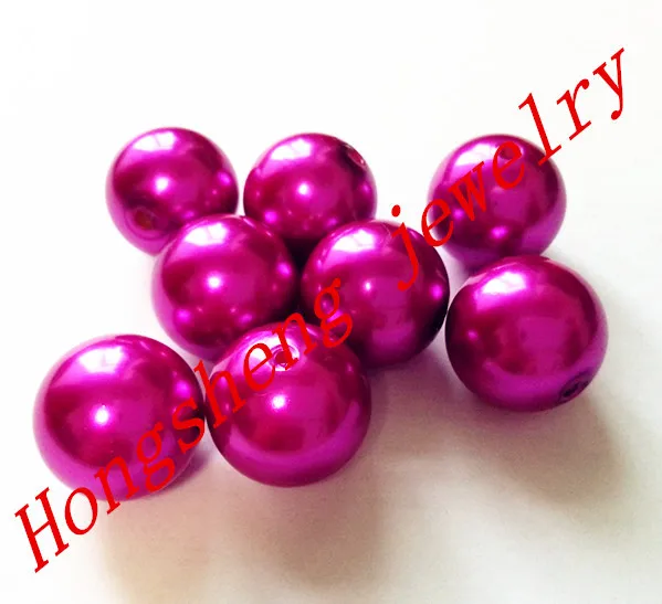 Крупные акриловые жемчужные бусины темно розового цвета для изготовления