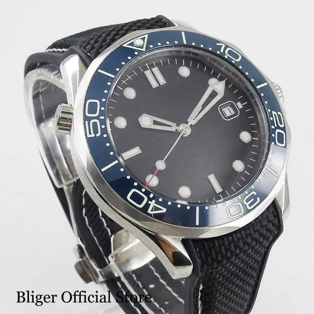 

BLIGER New Sterile Automatic 41mm Men's Watch With Date Window Sapphire Crystal Silver Color Case