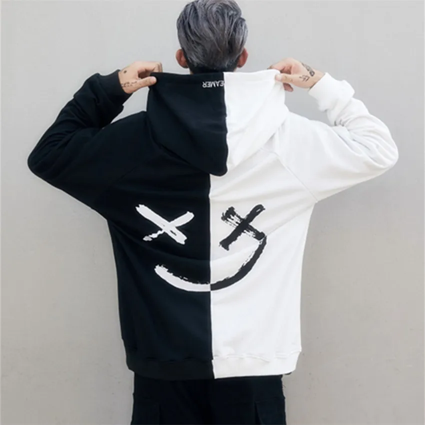 Dropshipping Suppliers Usa Men Hoodies Sweatshirts Smile Print Headwear Hoodie Hip Hop Streetwear hoodies size S-2XL 100% cotton | Мужская
