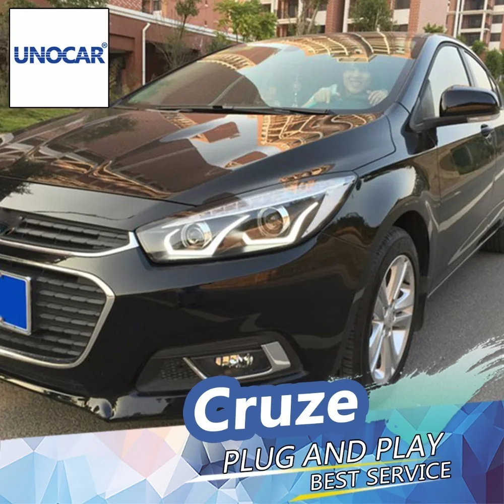 Unocar фара для Chevrolet Cruze 2015 2016 фары светодиодный фар DRL Объектив Двойной Луч