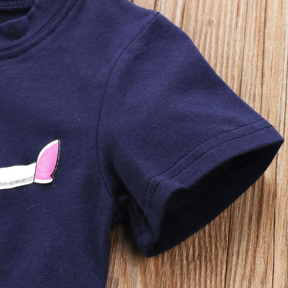 Одежда с единорогом детская футболка хлопковые топы круглым вырезом для