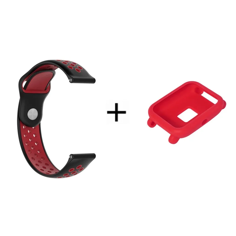 7 2в1 силиконовый ремешок для Xiaomi Huami Amazfit Bip Bit Pace Lite Молодежные Смарт-часы с заменой ремешка браслет+ чехол - Цвет: 7