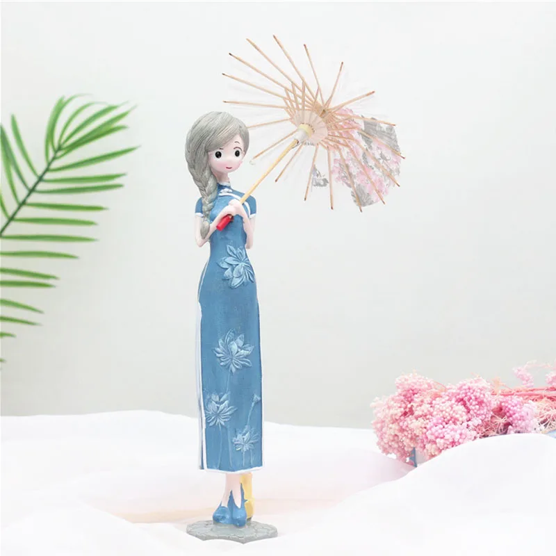 Small Pure Fresh Chinese Dress Umbrella Girl Creativity Resin Arts And Crafts Wine Ark Place Adorn Household Furnishing Articles | Дом и сад