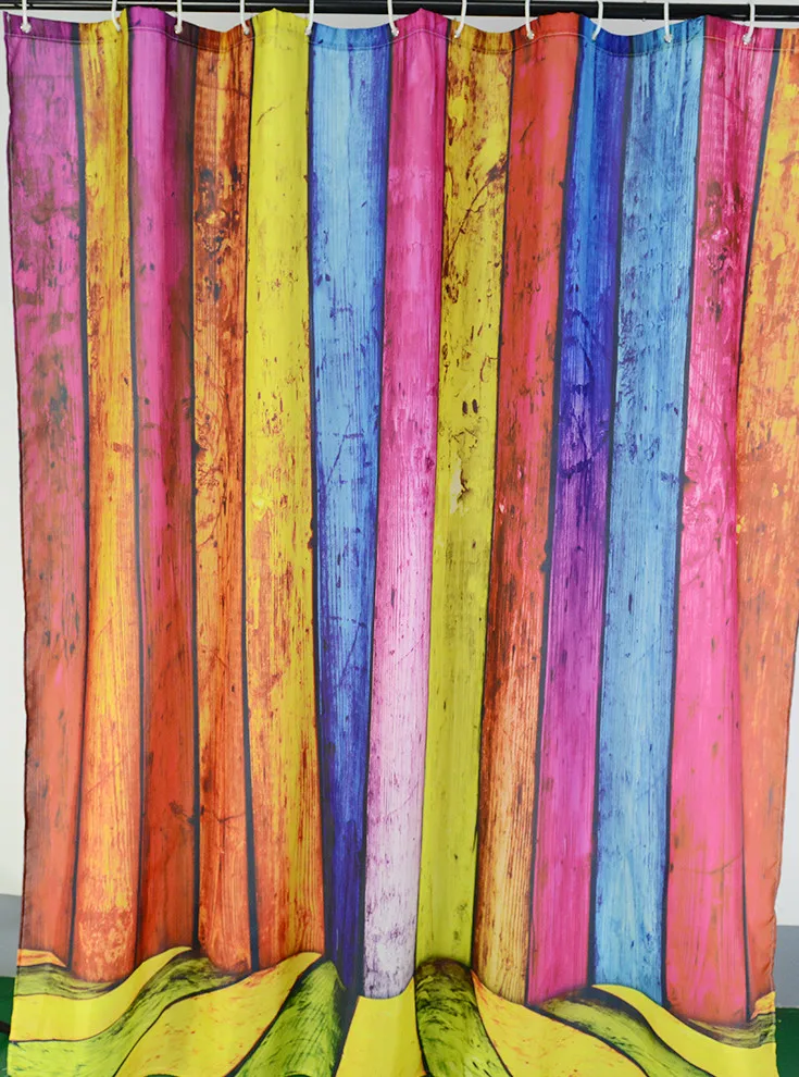 Занавески для душа QIYI из водонепроницаемой полиэстерной ткани с ярким рисунком