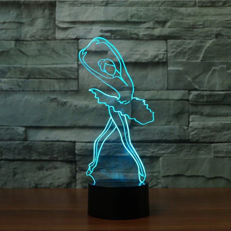 Красочный стерео светодиодный 3D ночной Светильник для балерины USB лампа