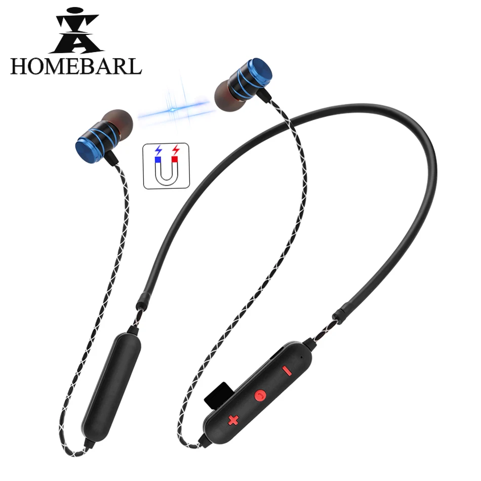 HOMEBARL K308 Magnet Bluetooth Headset Wireless Headphone Music Sport Stereo Earphone Mic Support 16GB 8GB Micro SD TF Card Slot