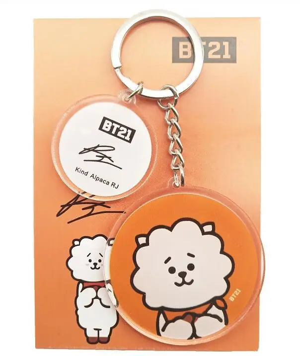 Новый 1 компл. Мультфильм BTS bt21 милые брелок для ключей ювелирные аксессуары