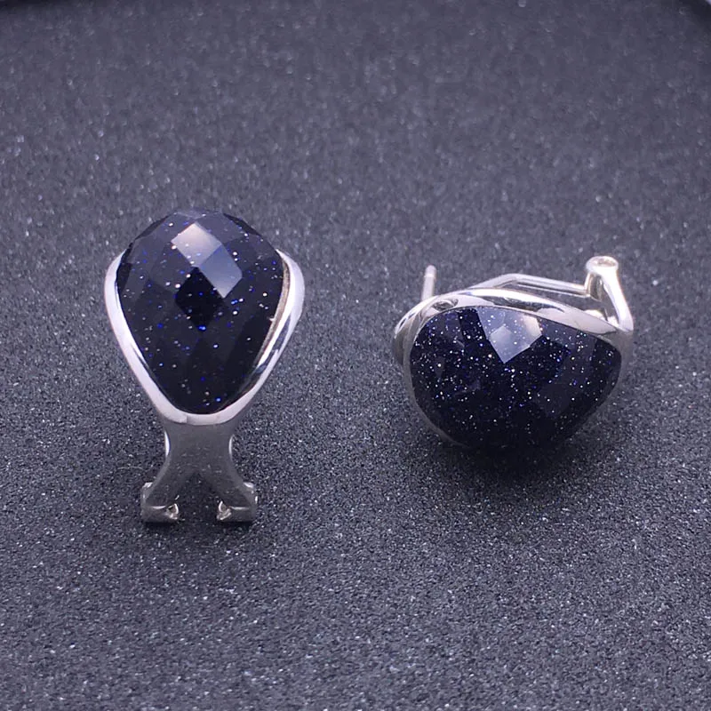 Женские Классические сережки CSJ серебро 925 пробы с голубым золотом и песком