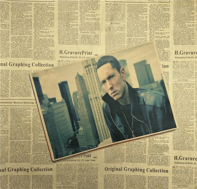 Винтажный Ретро постер Eminem в стиле рок певицы хип хоп матовая крафт бумага
