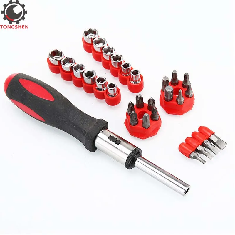 

28pcs Ratcheting Screwdriver Set Ratchet Driver Bit And Socket Set Ratcheting Multi-bit Screwdriver For Homeowner Mechanic
