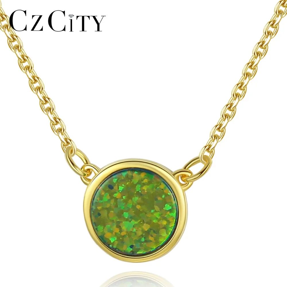 CZCITY новое кольцо 18K позолоченное 925 стерлингового серебра ожерелье с круглой
