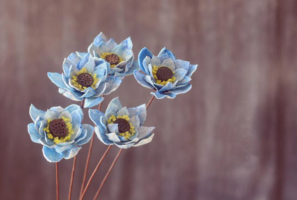 

5pcs 8cm Dried Blue Lotus Flower For Craft Gift Material Accessory Decoration DIY Flower Bouquet Miniascape Making