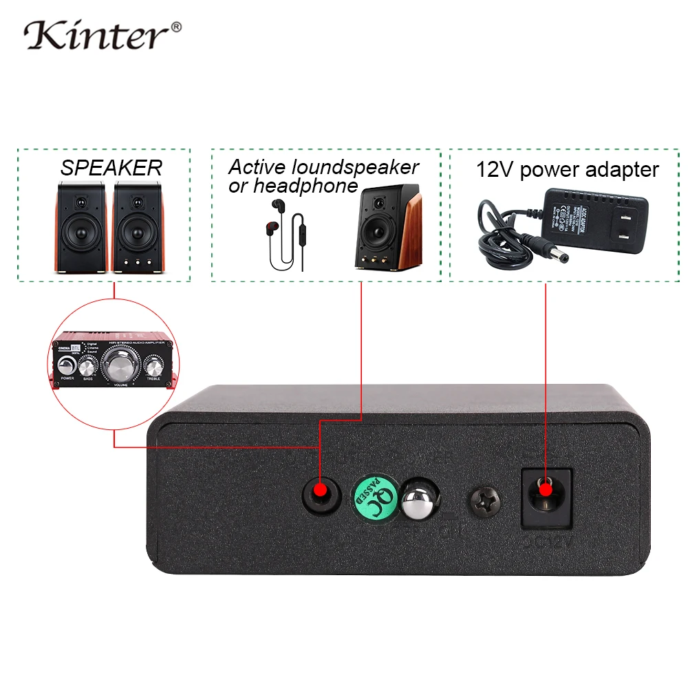 Kinter A2 мини Предварительный усилитель аудио и динамик плеер играть стерео звук