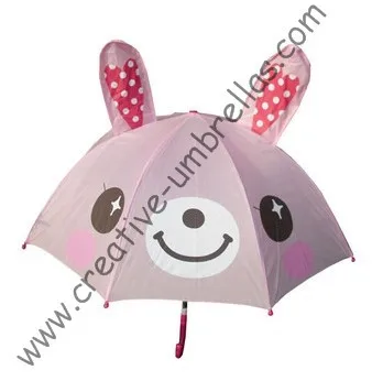 Детский зонт детский с мультяшными животными-розовый кролик автоматический 8 мм